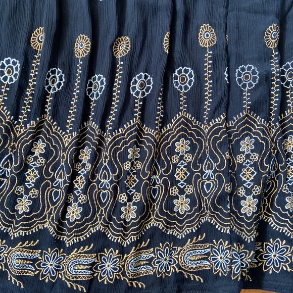 Gypsy Boho Embroidered Black Maxi Column Skirt - Picture 4 of 6